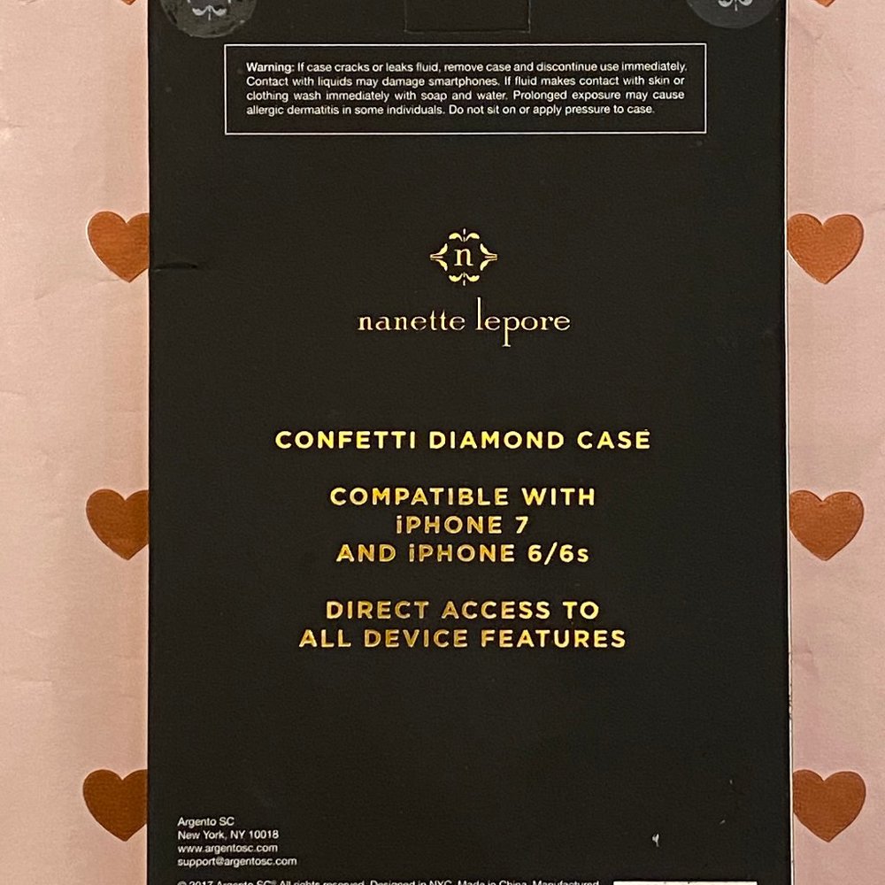 Nanette Lepore Confetti Diamond Apple iPhone 7 6 6s Case Clear Gold Black NIB - Picture 3 of 4